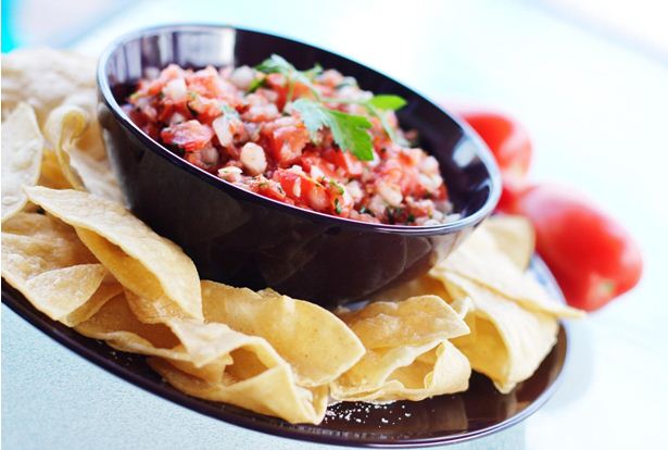 Hot Salsa with tortillas