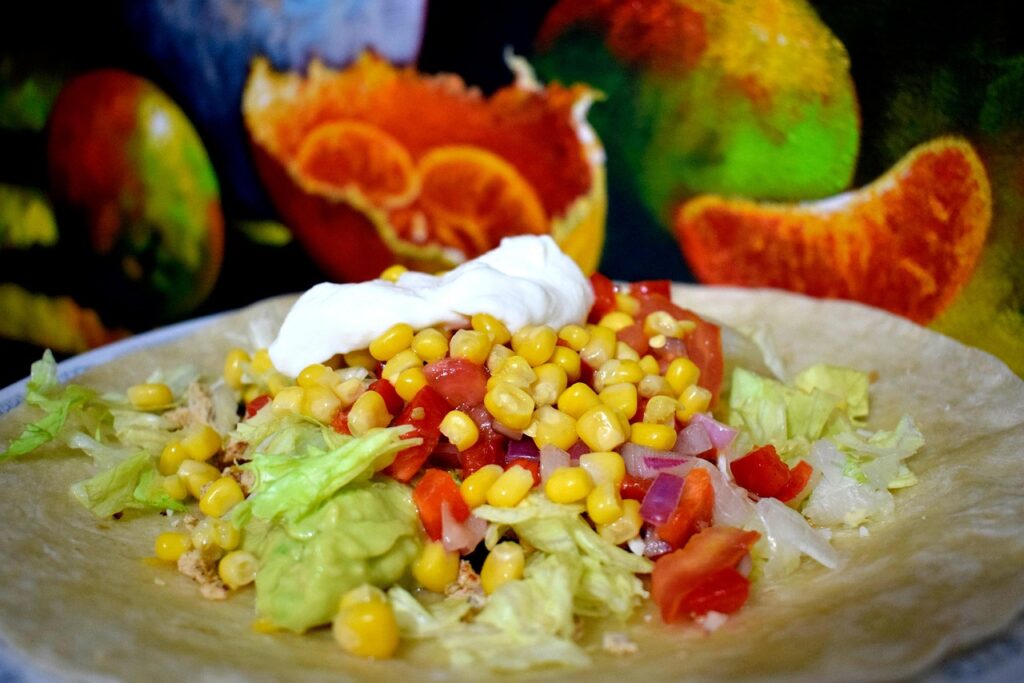 Soft corn tortillas with cilantro and fresh onions