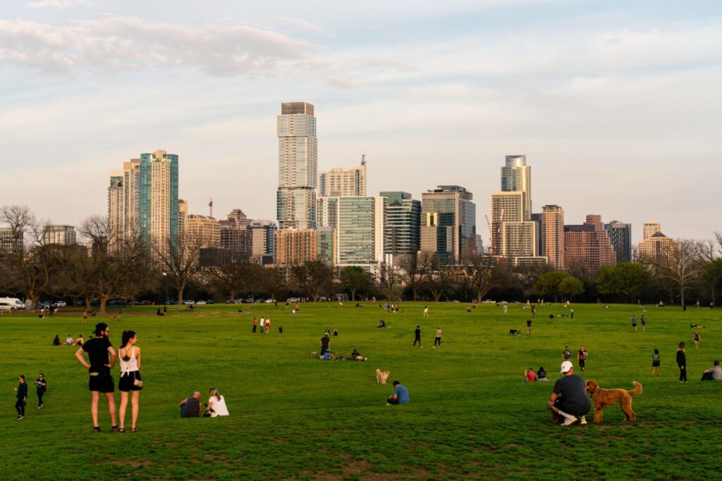 Sunny day with Dog at Zilker Park