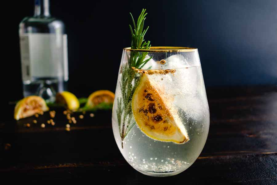 Charred Lemon Rosemary and Coriander Gin And Tonics