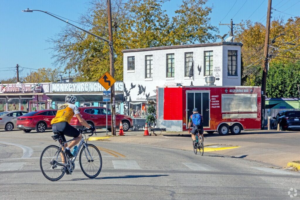 Cyclists are riding through the North Loop