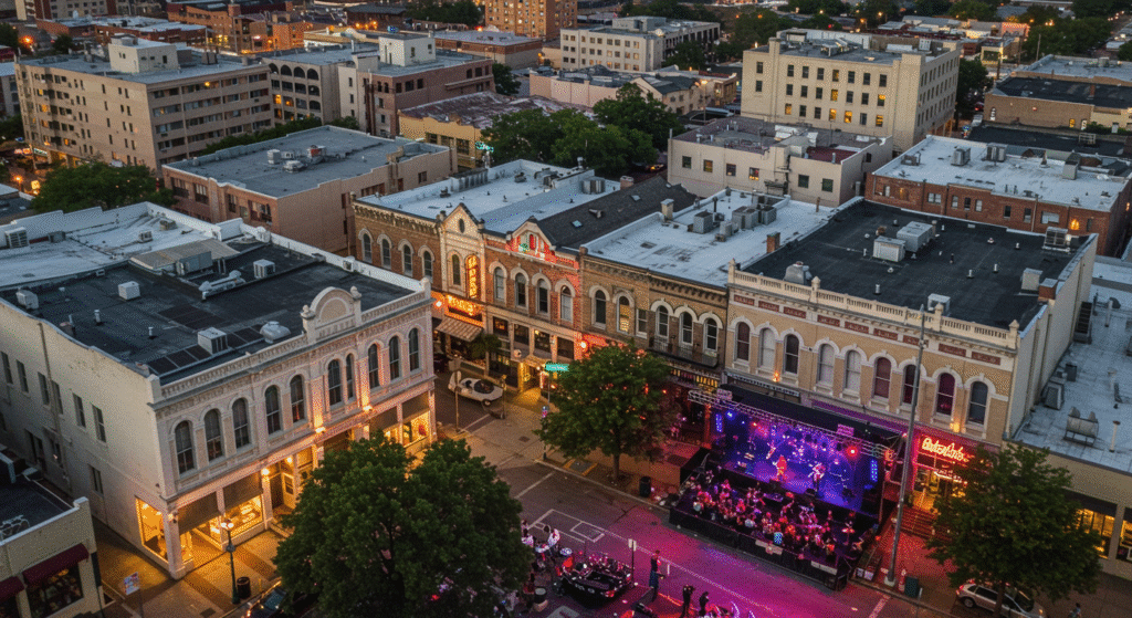 Live music performance on 6th Street Austin showcasing the area's renowned entertainment and nightlife scene