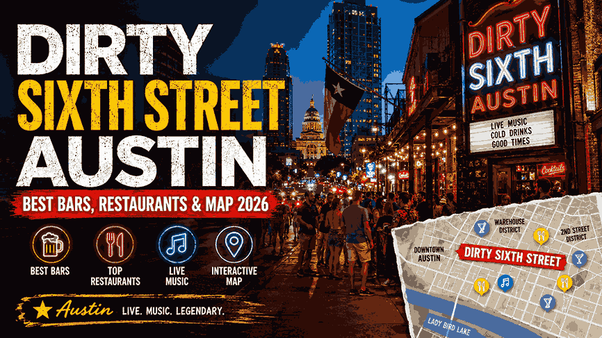 Dirty Sixth Street Austin – Best Bars, Restaurants & Map 2026
